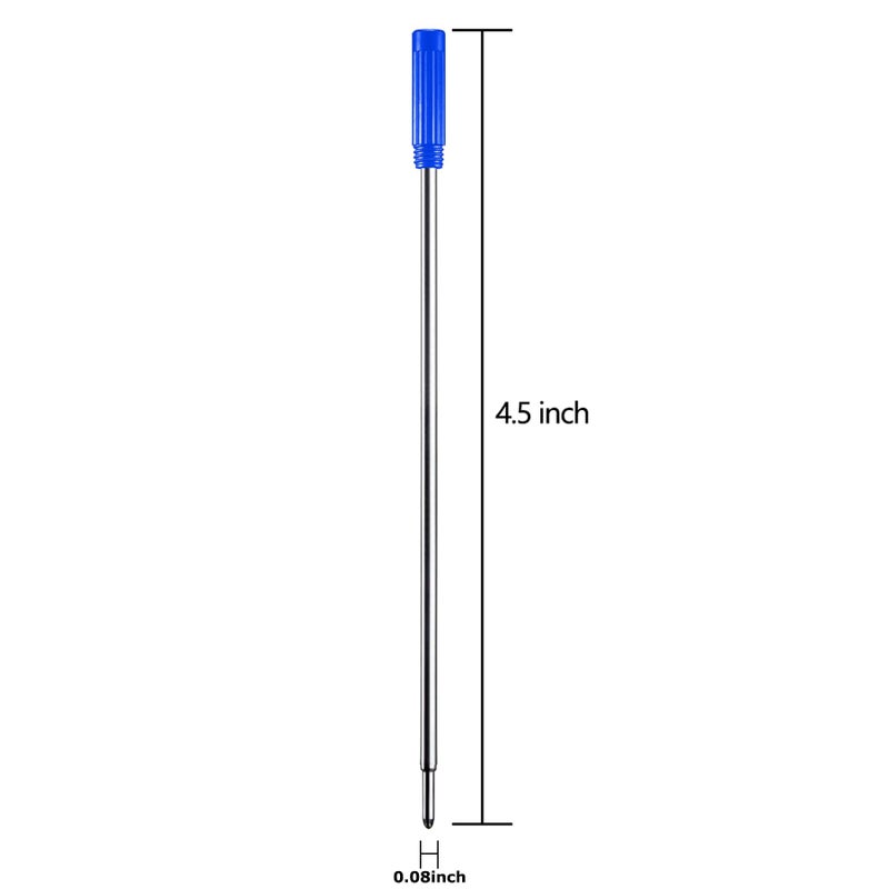 DunBong Blue Ink Refill Pack of 5, Replaceable Ballpoint Pen Refills, Medium Point Metal Refill (Blue) - Image 3